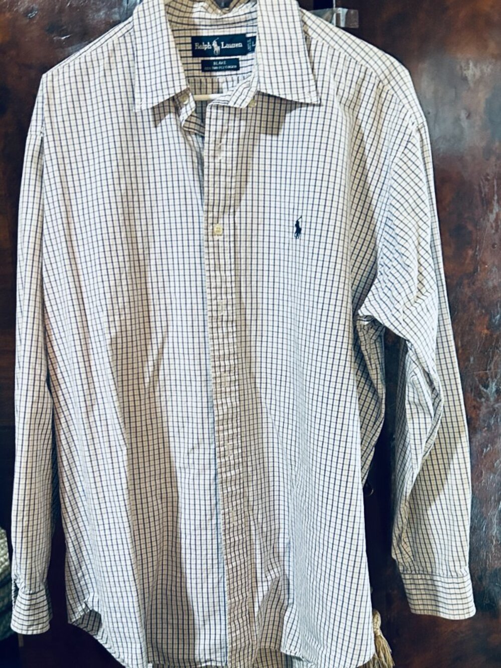 RALPH LAUREN CLASSIC MENS LONG SLEEVE BLUE BUTTON DOWN SHIRT SIZE L PREOWNED